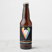 Black Rainbow Gepersonaliseerde Groomsmen Gay Prid Bier Etiket (Voorkant)