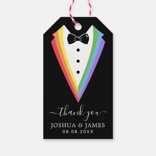 Black Rainbow Gepersonaliseerde Groomsmen Gay Prid Cadeaulabel (Voorkant)