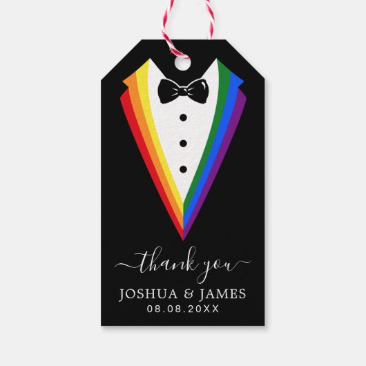 Black Rainbow Gepersonaliseerde Groomsmen Gay Prid Cadeaulabel (Achterkant)