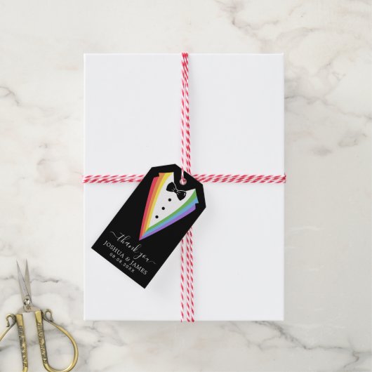 Black Rainbow Gepersonaliseerde Groomsmen Gay Prid Cadeaulabel (Met Touw)