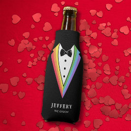 Black Rainbow Gepersonaliseerde Groomsmen Gay Prid Flesjeskoeler