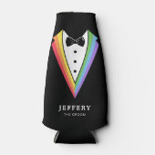 Black Rainbow Gepersonaliseerde Groomsmen Gay Prid Flesjeskoeler (Voorkant)