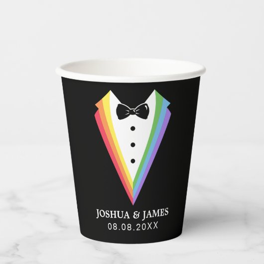 Black Rainbow Gepersonaliseerde Groomsmen Gay Prid Papieren Bekers (Voorkant)