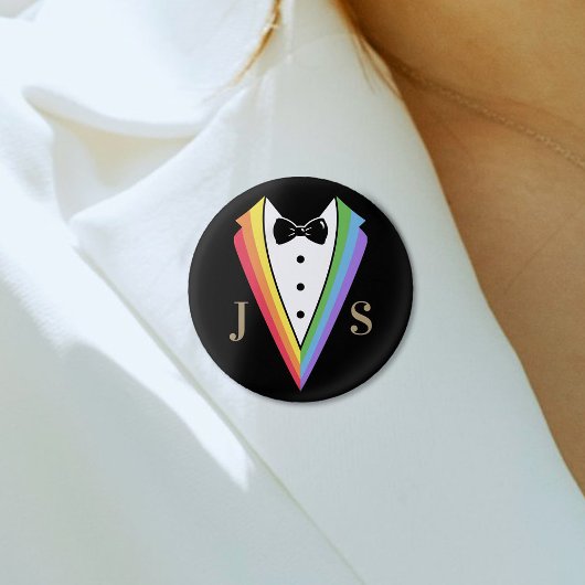 Black Rainbow Gepersonaliseerde Groomsmen Gay Prid Ronde Button 3,2 Cm