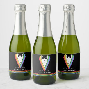 Black Rainbow Gepersonaliseerde Groomsmen Gay Prid Sparkling Wijnetiket