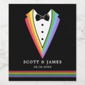 Black Rainbow Gepersonaliseerde Groomsmen Gay Prid Wijn Etiket (Enkel label)