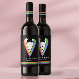Black Rainbow Gepersonaliseerde Groomsmen Gay Prid Wijn Etiket