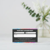 Black & Rainbow Glitter Glam Haarsalon Afsprakenkaartje (Staand voorkant)
