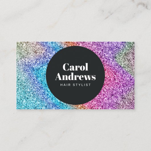Black & Rainbow Glitter Glam Haarsalon Afsprakenkaartje (Achterkant)
