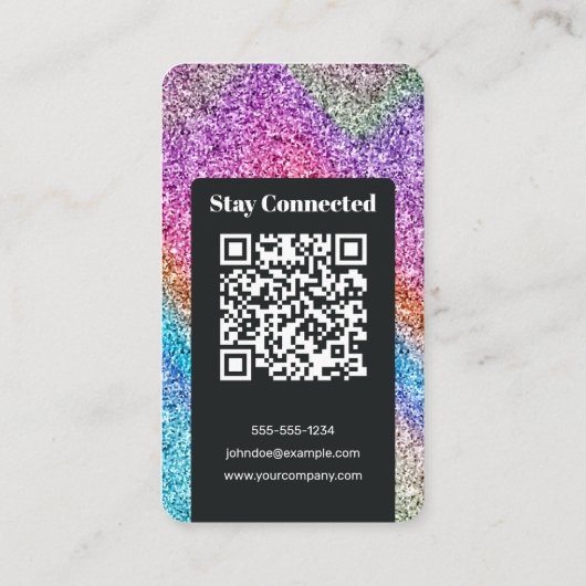 Black & Rainbow Glitter Instagram Kapper Visitekaartje (Achterkant)