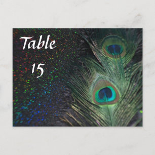 Black Rainbow Peacock Trouwtafelnummers Briefkaart