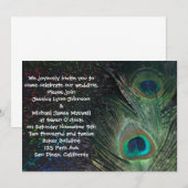 Black Rainbow Peacock Wedding Kaart (Voorkant / Achterkant)