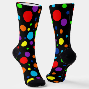 Black Rainbow Spots Crew Socks Sokken