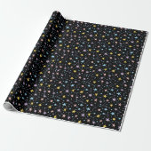 Black & Rainbow Stars Night Sky Constellations Cadeaupapier (Uitgerold)