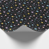Black & Rainbow Stars Night Sky Constellations Cadeaupapier (Hoek)