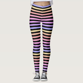 Black Rainbow Stripe Pattern Leggings