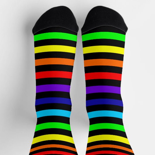 Black Rainbow Stripes Crew Socks Sokken (Top)