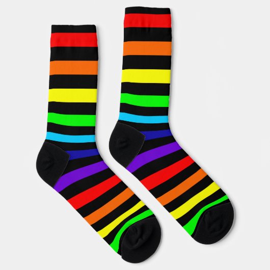 Black Rainbow Stripes Crew Socks Sokken (Rechts)