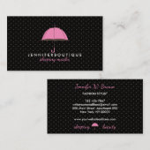 Black Raining Winter Polka Dots Umbrella Visitekaartje (Voorkant / Achterkant)