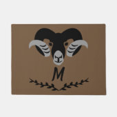 Black Ram met Twisted Horns Silhouette Monogram Deurmat (Voorkant)