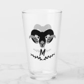 Black Ram met Twisted Horns Silhouette Monogram Glas (Achterkant)