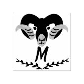 Black Ram met Twisted Horns Silhouette Monogram Rubberstempel (Afrduk)