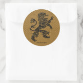 Black Rampant Lion en Fleur de Lis Ronde Sticker (Tas)