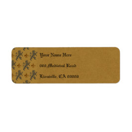 Black Rampant Lions and Fleur de Lis Etiket