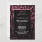 Black & Raspberry Damask foto uitnodiging (Achterkant)