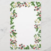 Black Raspberry Floral Stationery Briefpapier (Voorkant)