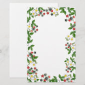 Black Raspberry Floral Stationery Briefpapier (Voorkant / Achterkant)