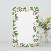 Black Raspberry Floral Stationery Briefpapier (Staand voorkant)