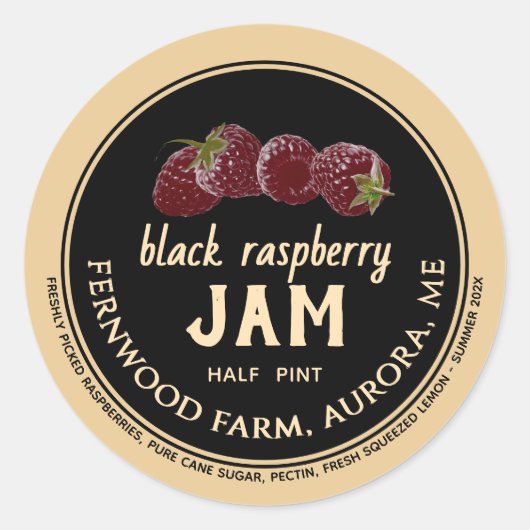 Black Raspberry Jam Classic Round Sticker (Voorkant)