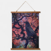 Black Raven and Gnarly Japanese Maple Hangend Wandkleed (Voorkant)