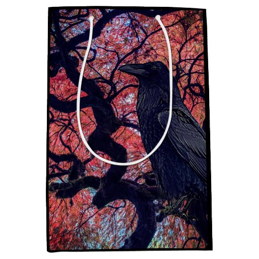 Black Raven and Gnarly Japanese Maple Medium Cadeauzakje (Voorkant)