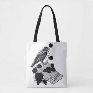 Black Raven and Skull Bag - Rozen Tote Bag