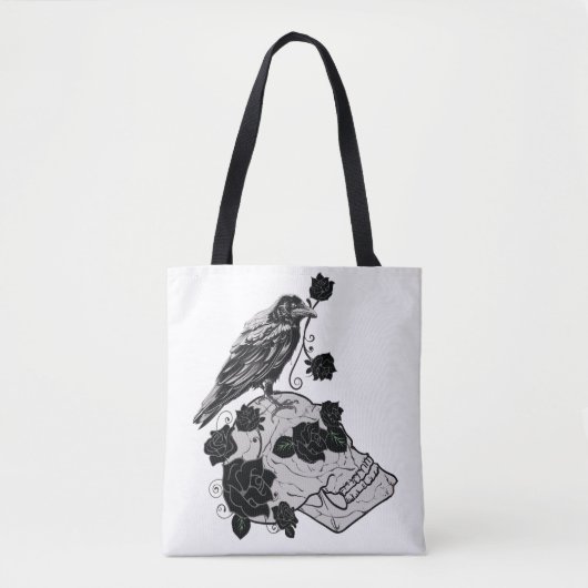 Black Raven and Skull Bag - Rozen Tote Bag (Voorkant)