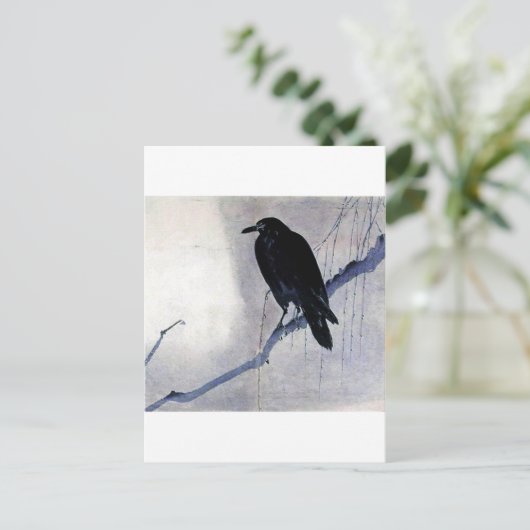 Black Raven Bird Briefkaart (Staand voorkant)