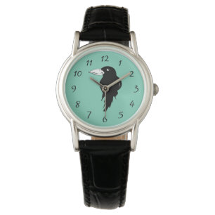Black Raven Bird Illustration Horloge