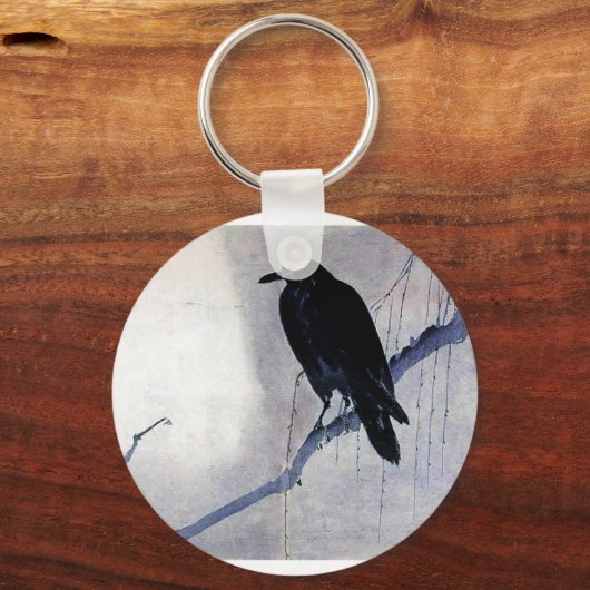 Black Raven Bird Sleutelhanger (Voorkant)