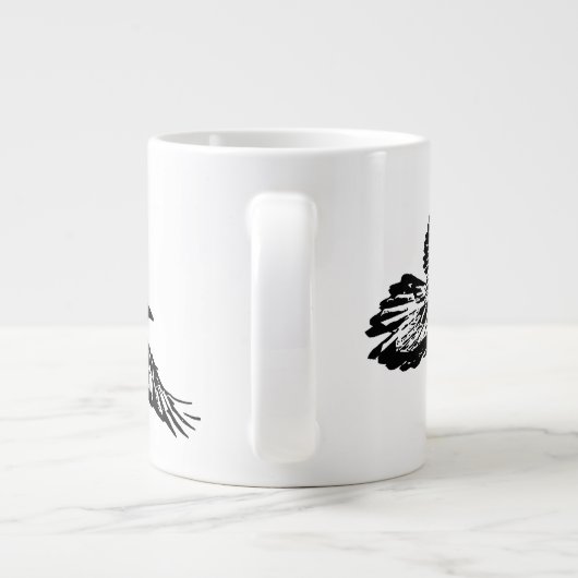Black Raven Bird Soaring in Flight Swooping Art Grote Koffiekop (Achterkant)
