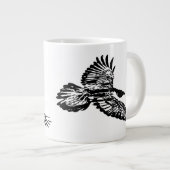 Black Raven Bird Soaring in Flight Swooping Art Grote Koffiekop (Voorkant rechts)