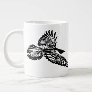 Black Raven Bird Soaring in Flight Swooping Art Grote Koffiekop