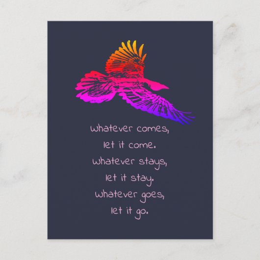 Black Raven Bird Soaring Inspirerend Quote Briefkaart (Voorkant)