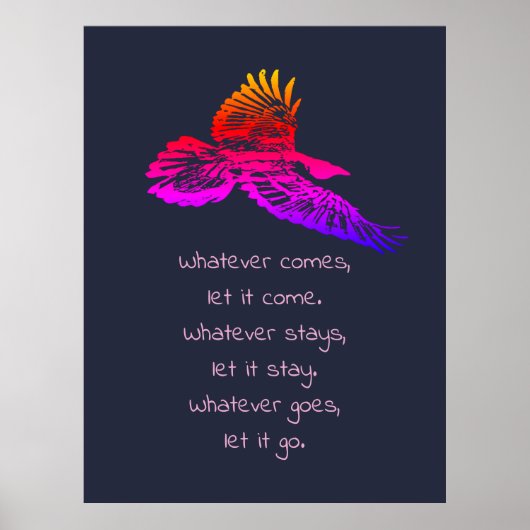 Black Raven Bird Soaring Inspirerend Quote Poster (Voorkant)
