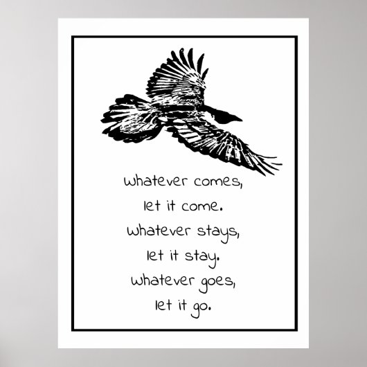 Black Raven Bird Soaring Inspirerend Quote Poster (Voorkant)