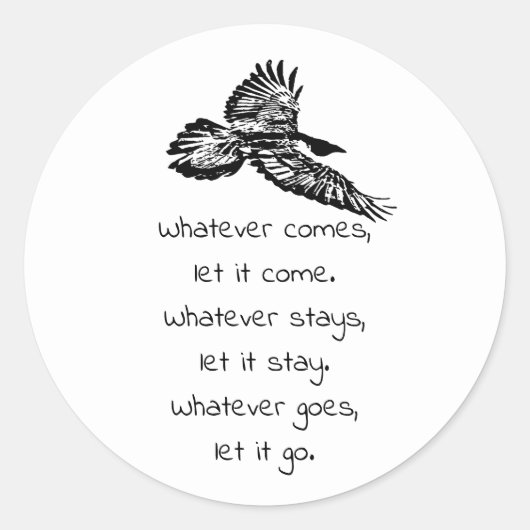 Black Raven Bird Soaring Inspirerend Quote Ronde Sticker (Voorkant)