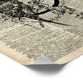 Black Raven Bird stencil over oude woordenboekpagi Poster (Hoek)