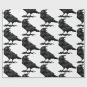 Black Raven Bird Wildlife Art Cadeaupapier (Vlak)
