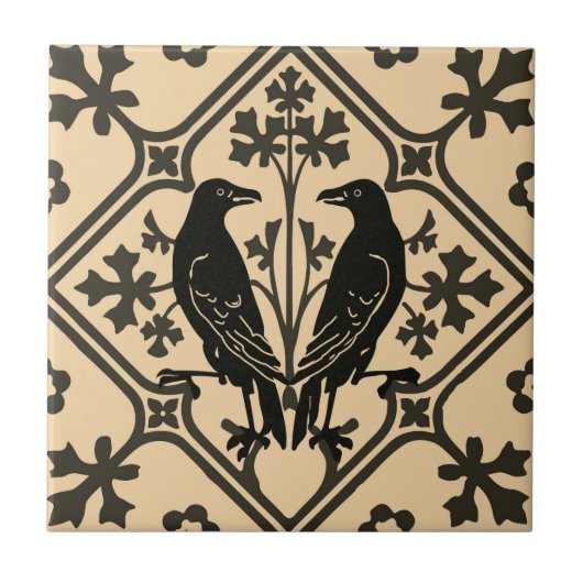 Black Raven Ceramic Tile Tegeltje (Voorkant)